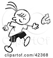 Poster, Art Print Of Black And White Stick Girl Throwing Horse Shoes