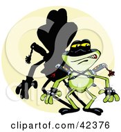 Poster, Art Print Of Tough Ninja Frog With A Shadow In A Spot Light