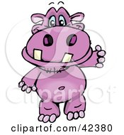 Poster, Art Print Of Friendly Pink Hippo Walking