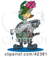 Poster, Art Print Of Military Soldier Duck Holding A Weapon And Wearing A Lotus Disguise