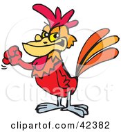 Clipart Illustration Of A Tough Rooster Clenching His Fist by Dennis Holmes Designs