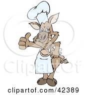 Poster, Art Print Of Friendly Hog Chef Wearing An Apron And Giving The Thumbs Up