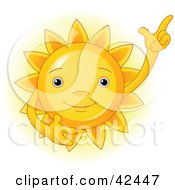 Poster, Art Print Of Friendly Yellow Sun Gesturing Upwards