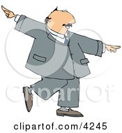Successful Happy Businessman Dancing Clipart
