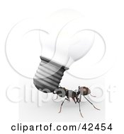Clipart Illustration Of A Worker Ant Carrying An Electric Light Bulb by Leo Blanchette