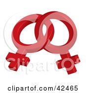 Poster, Art Print Of Two Entwined Red 3d Female Symbols