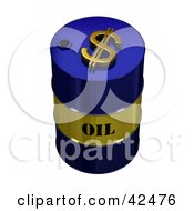 Poster, Art Print Of Blue And Gold Oil Barrel With A Dollar Symbol On Top