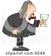 Male Waiter Serving Wine In A Glass