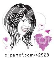 Clipart Illustration Of A Long Haired Woman With Hearts by Arena Creative