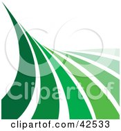 Poster, Art Print Of Wave Of Green Lines Curving Up Over A White Background