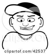 Clipart Illustration Of A Black And White Man Wearing A Hat by Arena Creative