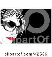 Clipart Illustration Of A Pretty Woman With Red Lips And Big Sunglasses