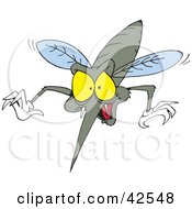 Clipart Illustration Of A Blood Thirsty Mosquito Diving Forward And Baring Fangs by Dennis Holmes Designs #COLLC42548-0087