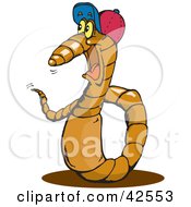 Clipart Illustration Of A Happy Earth Worm Wearing A Baseball Cap