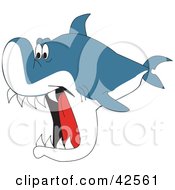 Poster, Art Print Of Hungry Shark Swimming With His Jaws Wide Open