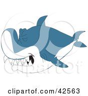 Clipart Illustration Of A Toothy Shark Swimming With His Eyes Closed