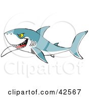 Poster, Art Print Of Mean Shark Swimming And Grinning