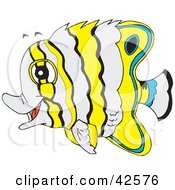 Poster, Art Print Of White Yellow And Blue Striped Marine Fish