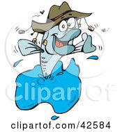Poster, Art Print Of Happy Fish Jumping Out Of Water And Wearing A Hat