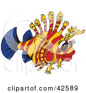 Poster, Art Print Of Blue Red And Orange Lion Fish