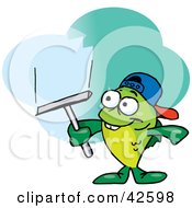 Poster, Art Print Of Green Fish Window Cleaner Using A Squeegee