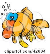 Clipart Illustration Of A Silly Goldfish Making Funny Faces by Dennis Holmes Designs