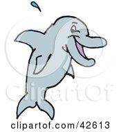 Clipart Illustration Of A Happy Dolphin by Dennis Holmes Designs