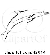 Clipart Illustration Of A Black Dolphin Sketch by Dennis Holmes Designs