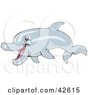 Clipart Illustration Of A Playful Gray Dolphin by Dennis Holmes Designs