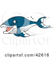 Clipart Illustration Of A Fast Swimming Blue Whale