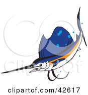 Poster, Art Print Of Swimming White Orange And Blue Marlin Fish