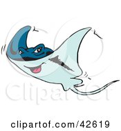 Clipart Illustration Of A Happy Blue Stingray by Dennis Holmes Designs