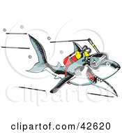 Poster, Art Print Of Scuba Shark Swimming With An Oxygen Tank