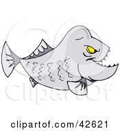 Clipart Illustration Of A Tough Gray Fish With Sharp Teeth