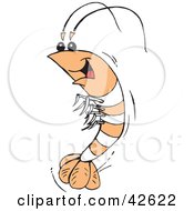 Clipart Illustration Of A Friendly Tan And White Prawn by Dennis Holmes Designs