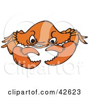 Clipart Illustration Of A Grumpy Orange Crab Glaring At His Pinchers
