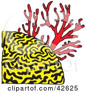 Clipart Illustration Of Red Coral On A Yellow Reef