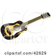 Clipart Illustration Of A Yellow Acoustic Guitar With Black Trim