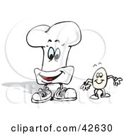 Clipart Illustration Of A Chef Hat Character Standing With An Egg