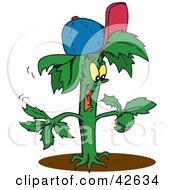 Poster, Art Print Of Happy Green Plant Wearing A Baseball Cap And Pointing