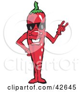 Clipart Illustration Of A Hot Red Chili Pepper Wearing Shades by Dennis Holmes Designs