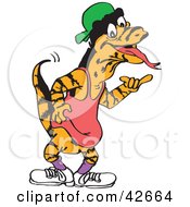 Poster, Art Print Of Cool Lizard In A Tank Top Shoes And Hat