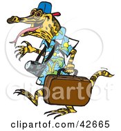 Clipart Illustration Of A Traveling Lizard Carrying Luggage by Dennis Holmes Designs