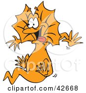 Clipart Illustration Of An Energetic Jumping Frilled Lizard by Dennis Holmes Designs