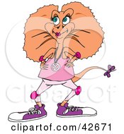 Clipart Illustration Of A Female Frilled Lizard In Clothes Wearing A Peace Necklace by Dennis Holmes Designs