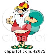Poster, Art Print Of Santa Dressed In Relaxed Clothes And Sunglasses Carrying His Sack On His Shoulder