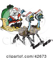 Clipart Illustration Of A Koala Santa Riding In A Sleigh Pulled By Emus by Dennis Holmes Designs