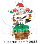 Santa Claus Angrily Stomping On His Toy Sack To Squish It Down The Chimney