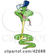 Poster, Art Print Of Green And Yellow Snake Wearing A Hat