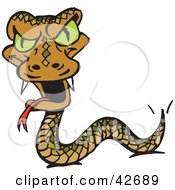 Clipart Illustration Of A Creepy Green Eyed Snake With Fangs by Dennis Holmes Designs